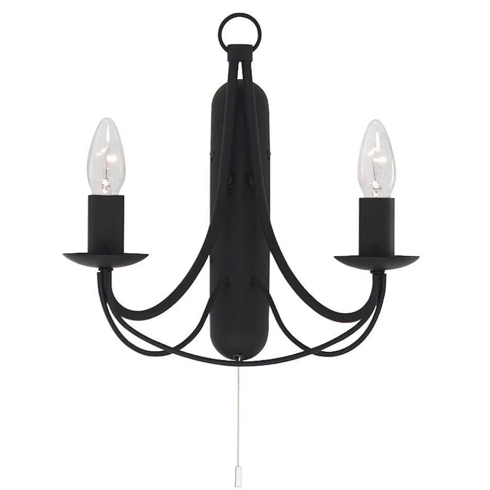 Luminaires Searchlight Applique Murale Searchlight Maypole Noir, 2 Lumieres