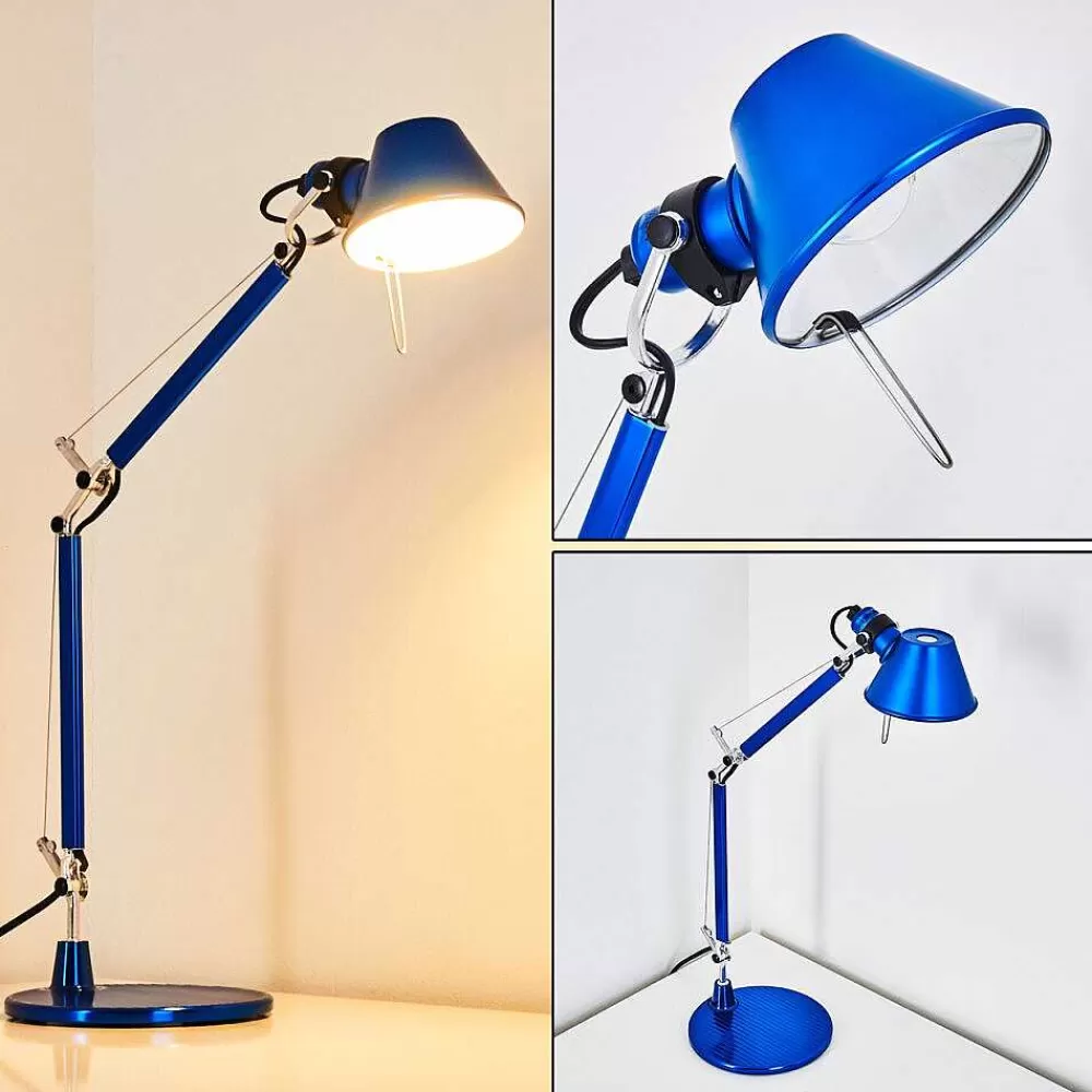 Luminaires Artemide Lampe A Poser Artemide Tolomeo Micro Bleu, 1 Lumiere