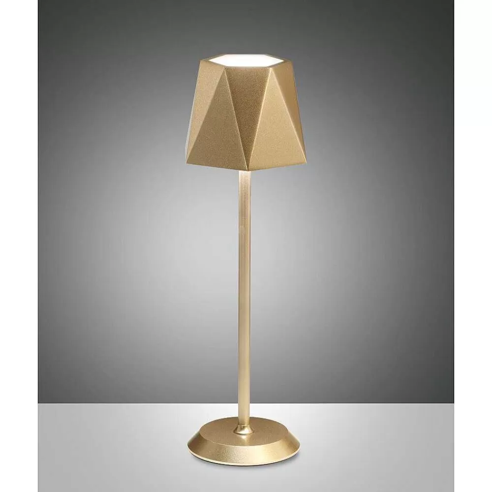 Luminaires Fabas Luce Lampe De Table Fabas-Luce Katy Led Or, 1 Lumiere