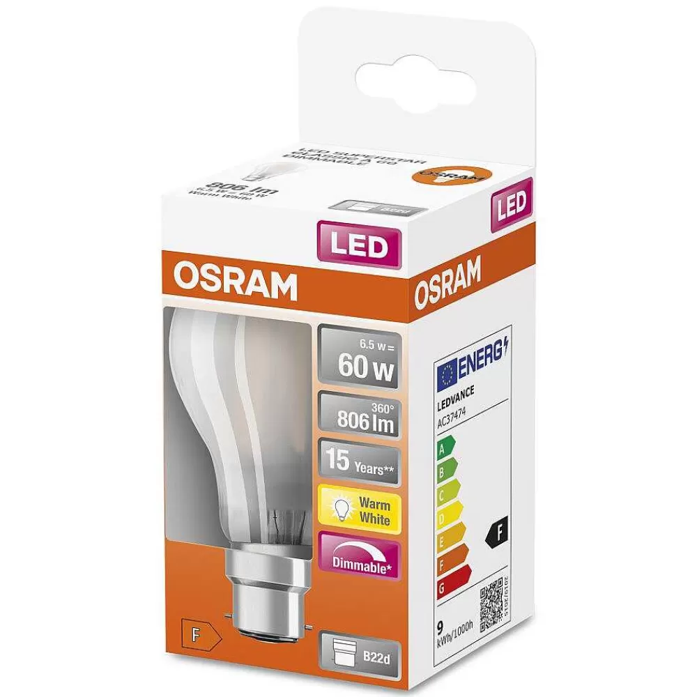 Luminaires Osram Osram Led Retrofit B22D 6,5 Watt 2700 Kelvin 806 Lumen