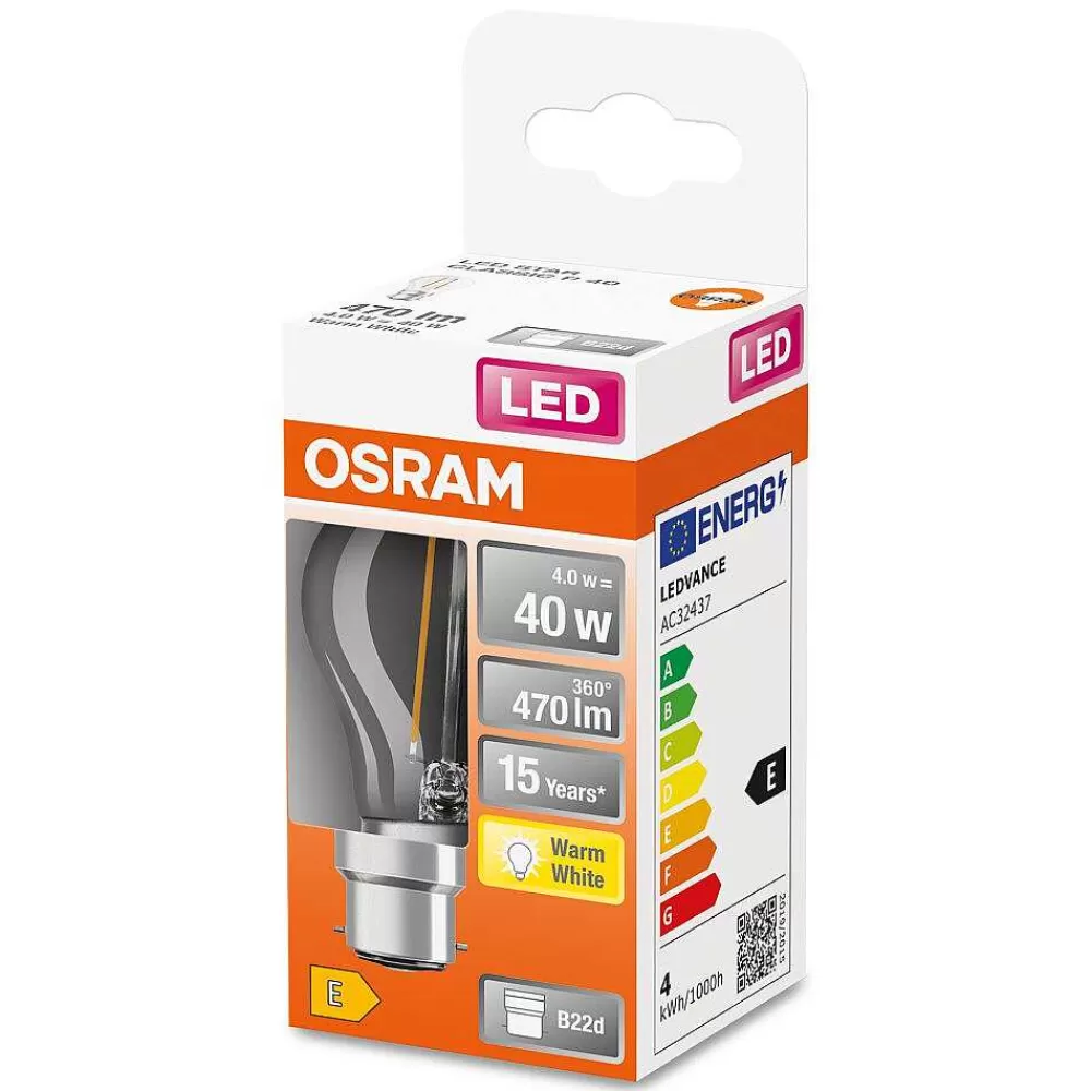 Luminaires Osram Osram Led Retrofit B22D 4 Watt 2700 Kelvin 470 Lumen