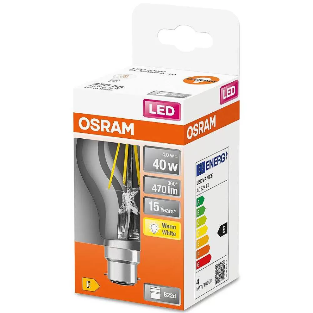 Luminaires Osram Osram Led Retrofit B22D 4 Watt 2700 Kelvin 470 Lumen