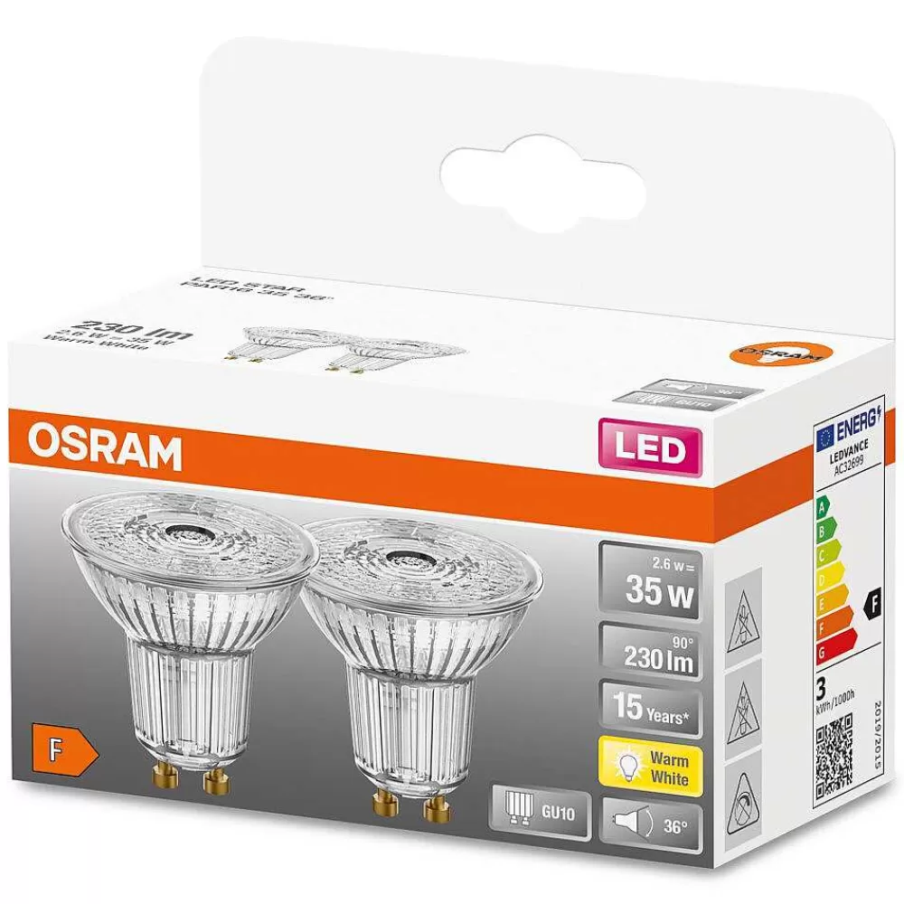 Luminaires Osram Osram Led Star Lot De 2 Gu10 2,6 Watt 2700 Kelvin 230 Lumen