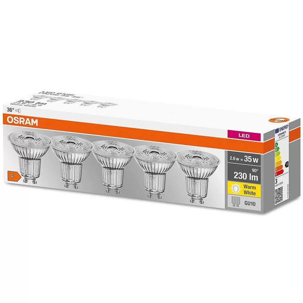 Luminaires Ledvance Osram Lot De 5 Led Gu10 2,6 Watt 2700 Kelvin 230 Lumen