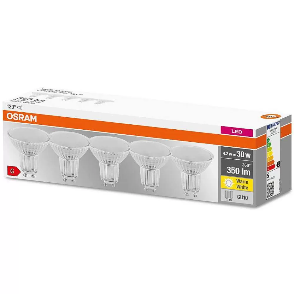 Luminaires Ledvance Osram Lot De 5 Led Gu10 4,3 Watt 2700 Kelvin 350 Lumen