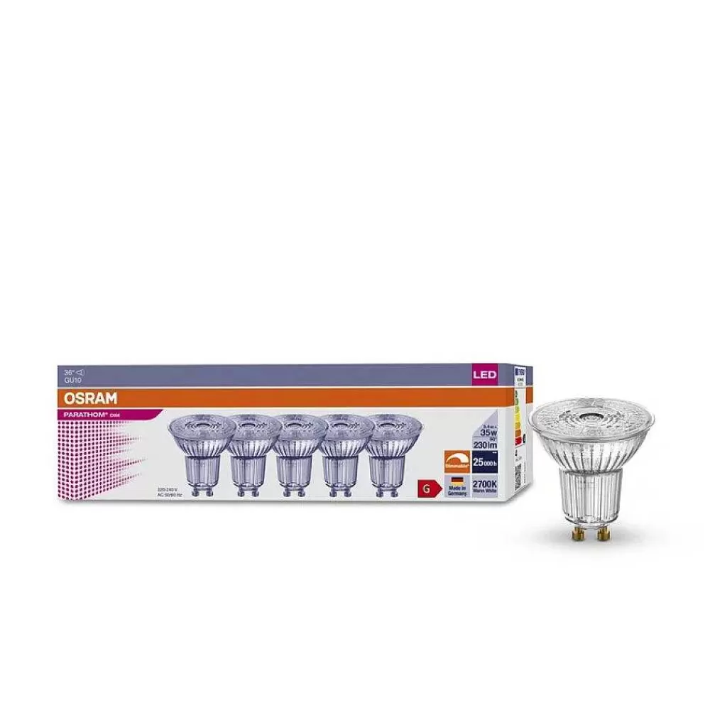 Luminaires Osram Osram Lot De 5 Led Gu10 3,4 Watts 2700 Kelvins 230 Lumens