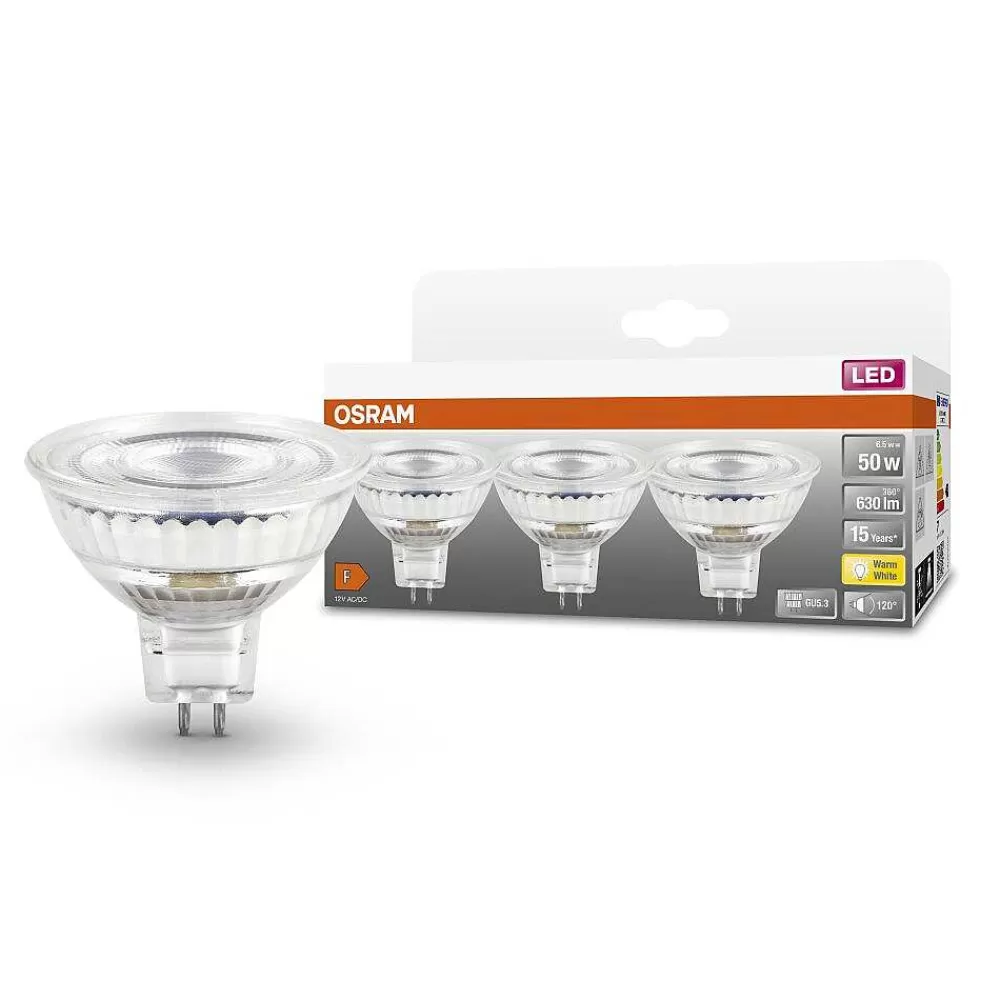 Luminaires Osram Osram Lot De 3 Led Star Gu5.3 6,5 Watt 2700 Kelvin 630 Lumen