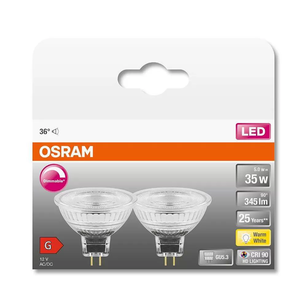 Luminaires Osram Osram Lot De 2Led Superstar Gu5.3 5 Watt 2700 Kelvin 345 Lumen