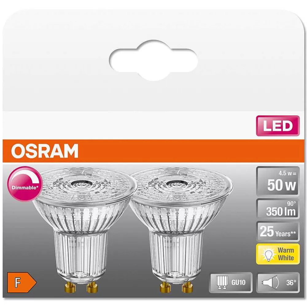 Luminaires Osram Osram Superstar Lot De 2 Led Gu10 4,5 Watt 2700 Kelvin 350 Lumen