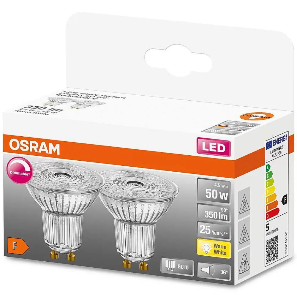 Luminaires Osram Osram Superstar Lot De 2 Led Gu10 4,5 Watt 2700 Kelvin 350 Lumen