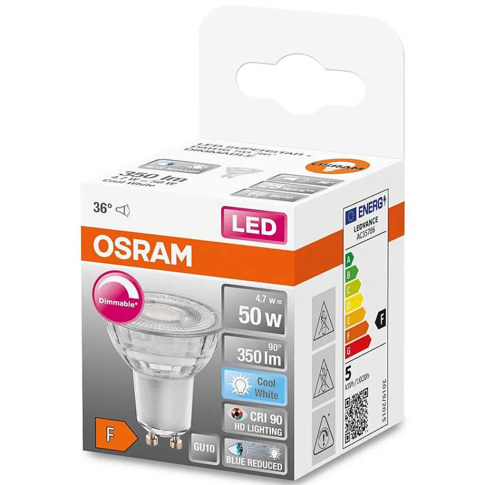 Luminaires Osram Osram Superstar Plus Led Gu10 4,7 Watt 4000 Kelvin 350 Lumen