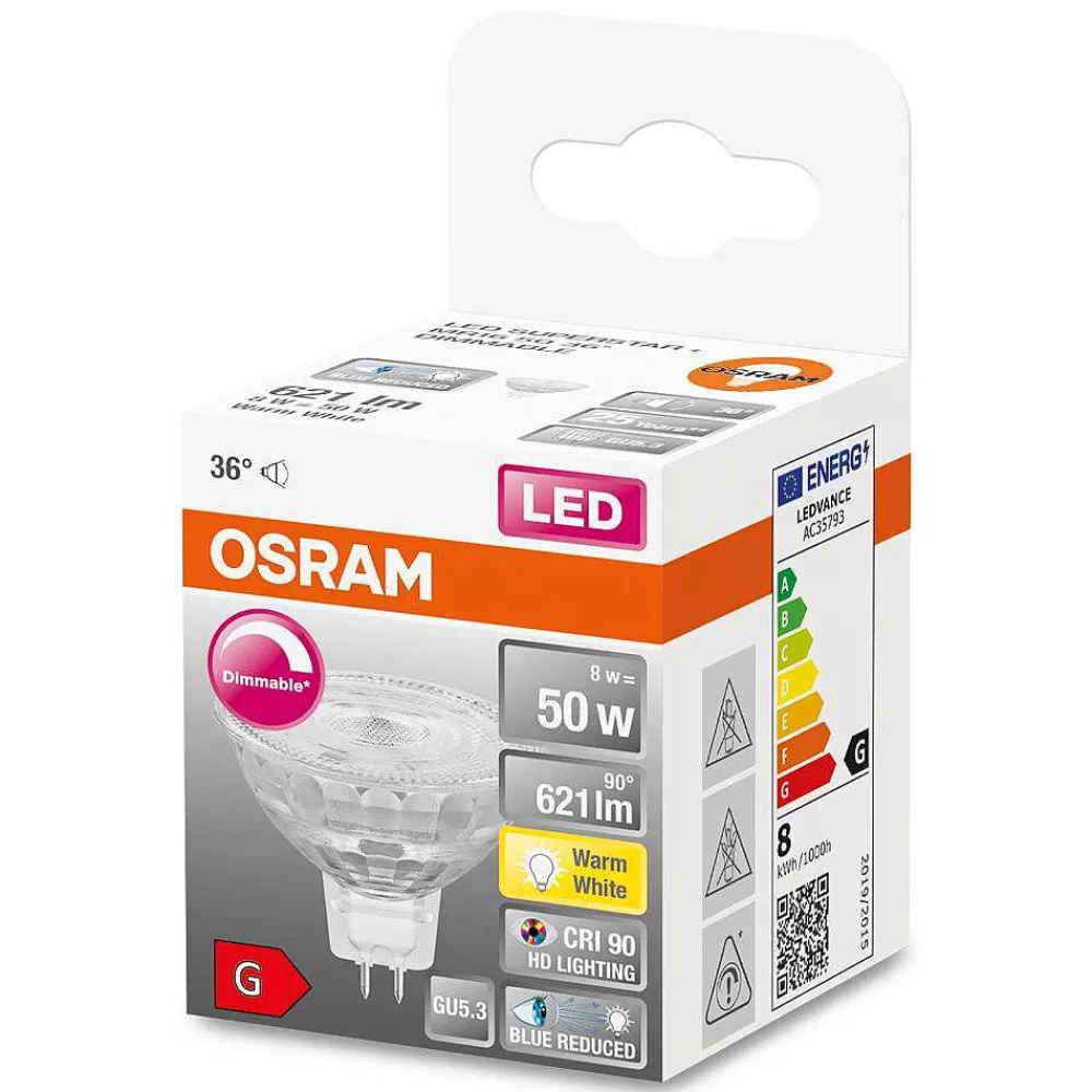 Luminaires Osram Osram Superstar Plus Led Gu5.3 8 Watt 2700 Kelvin 621 Lumen