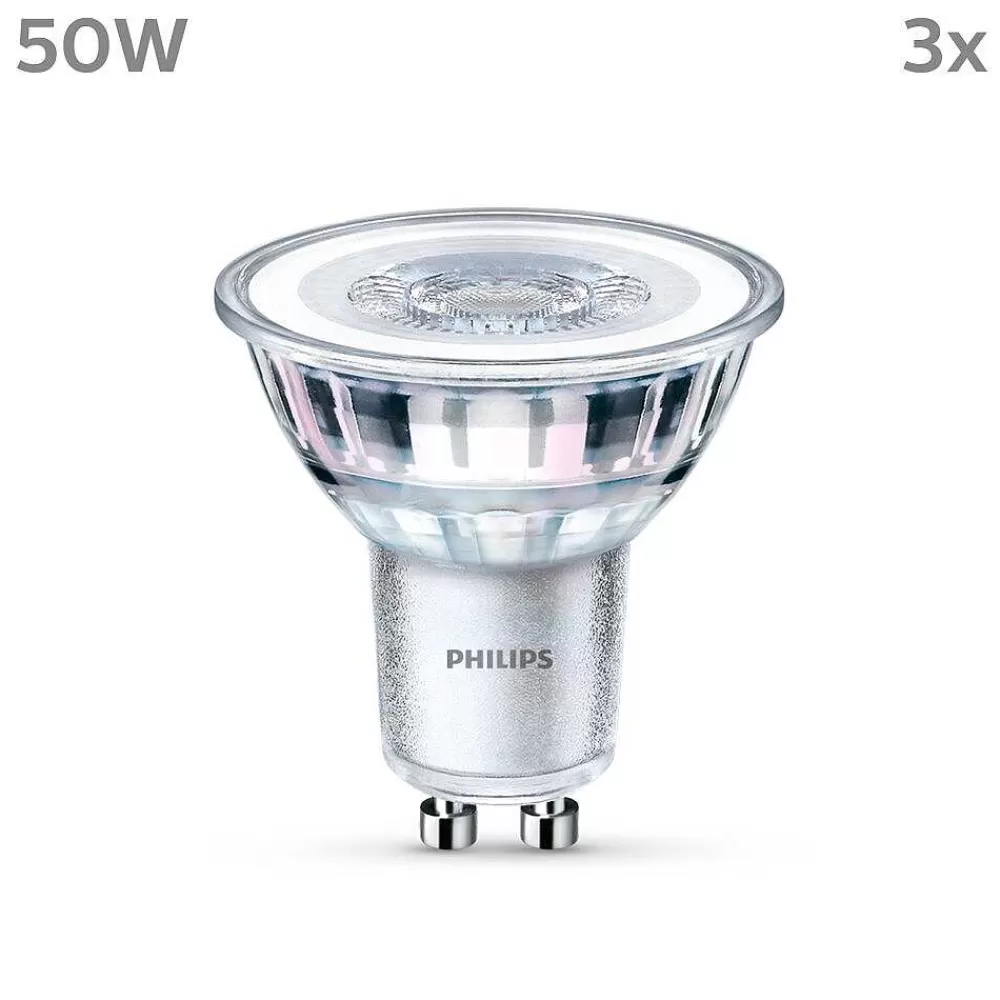 Luminaires Philips Philips Classic Set De 3 Led Gu10 4,6 Watt 4000 Kelvin 390 Lumen