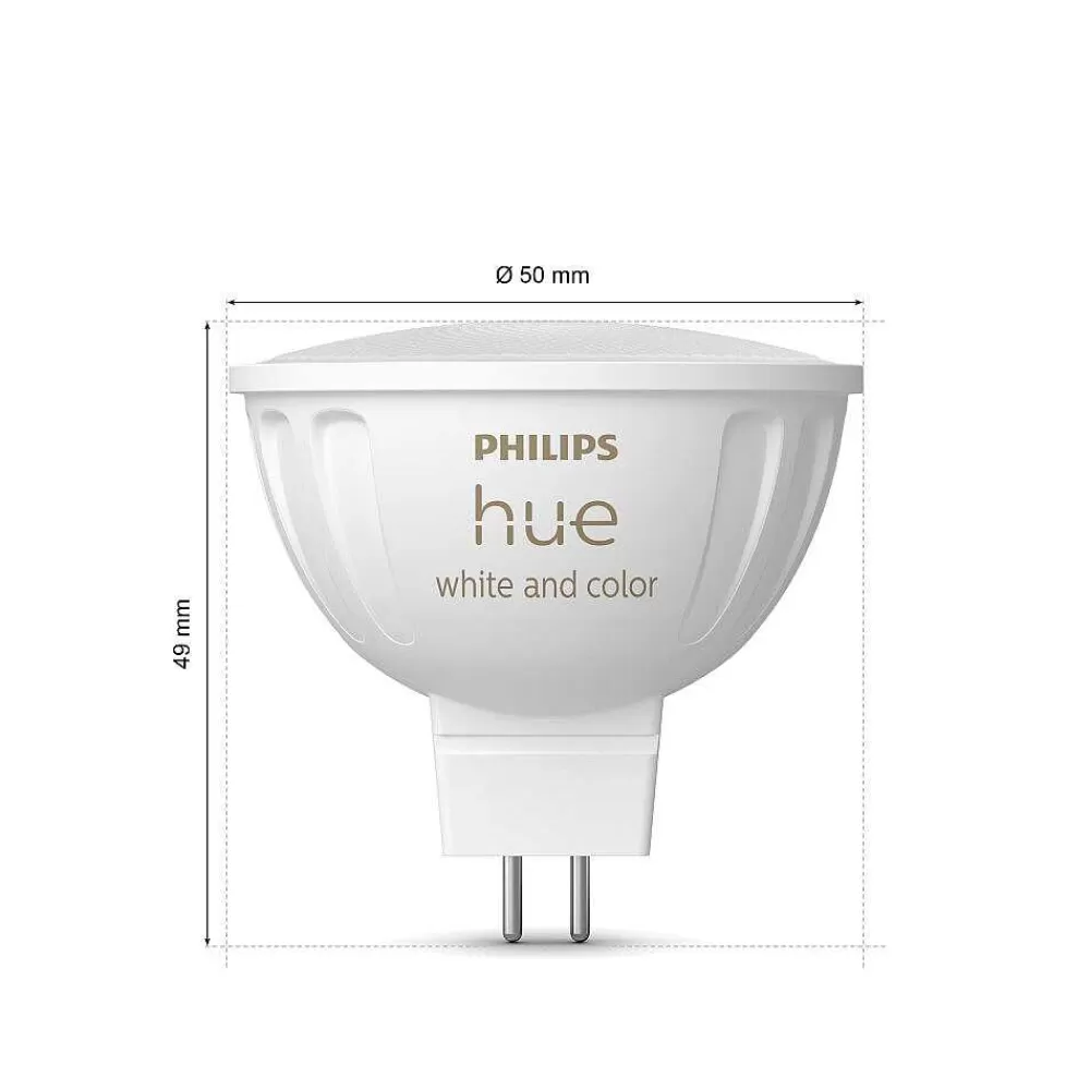 Luminaires Philips Philips Hue Lot De 2 Led Gu5.3 6,3 Watt 2000-6500 Kelvin 400 Lumen