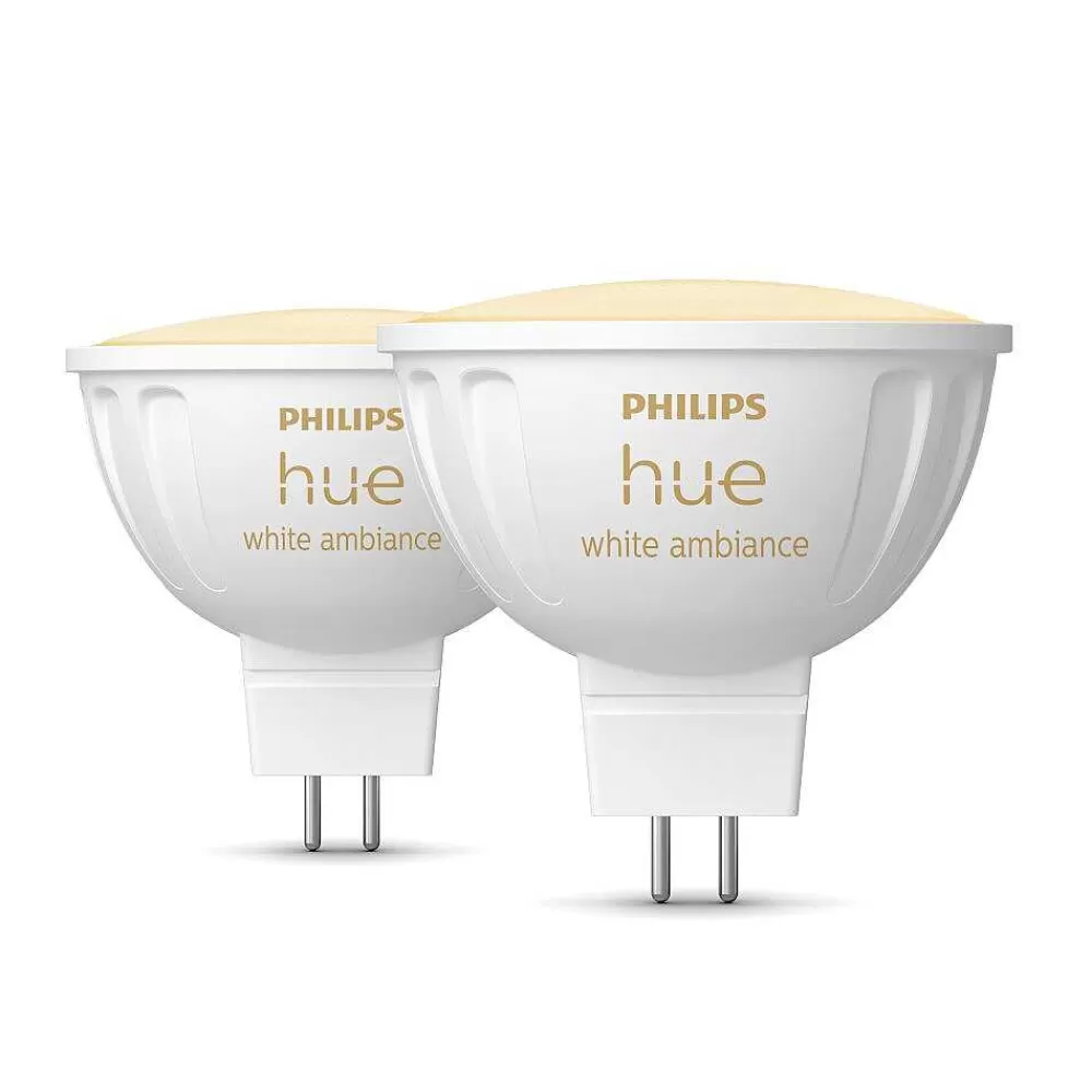 Luminaires Philips Philips Hue Lot De 2 Led Gu5.3 6,3 Watt 2000-6500 Kelvin 400 Lumen