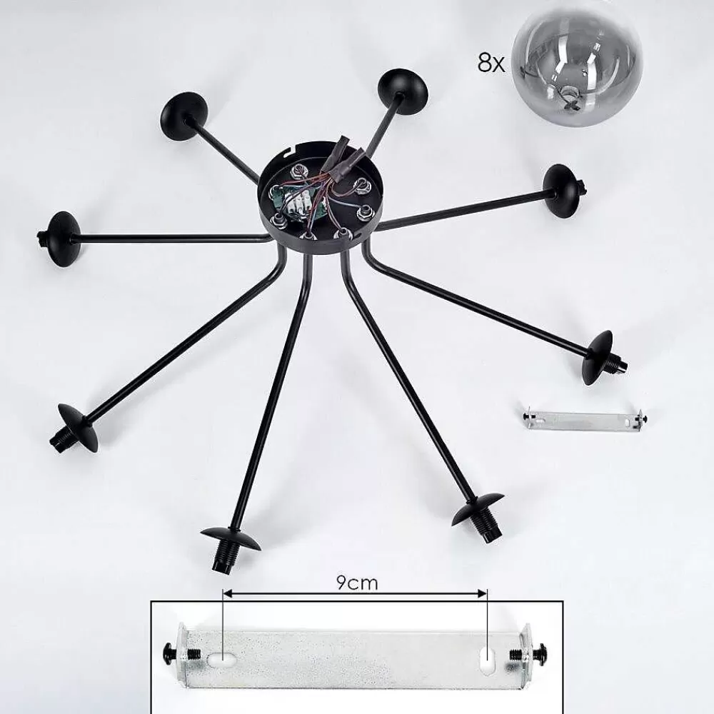 hofstein Plafonnier - Verre 15 Cm Chehalis Noir, 8 Lumieres