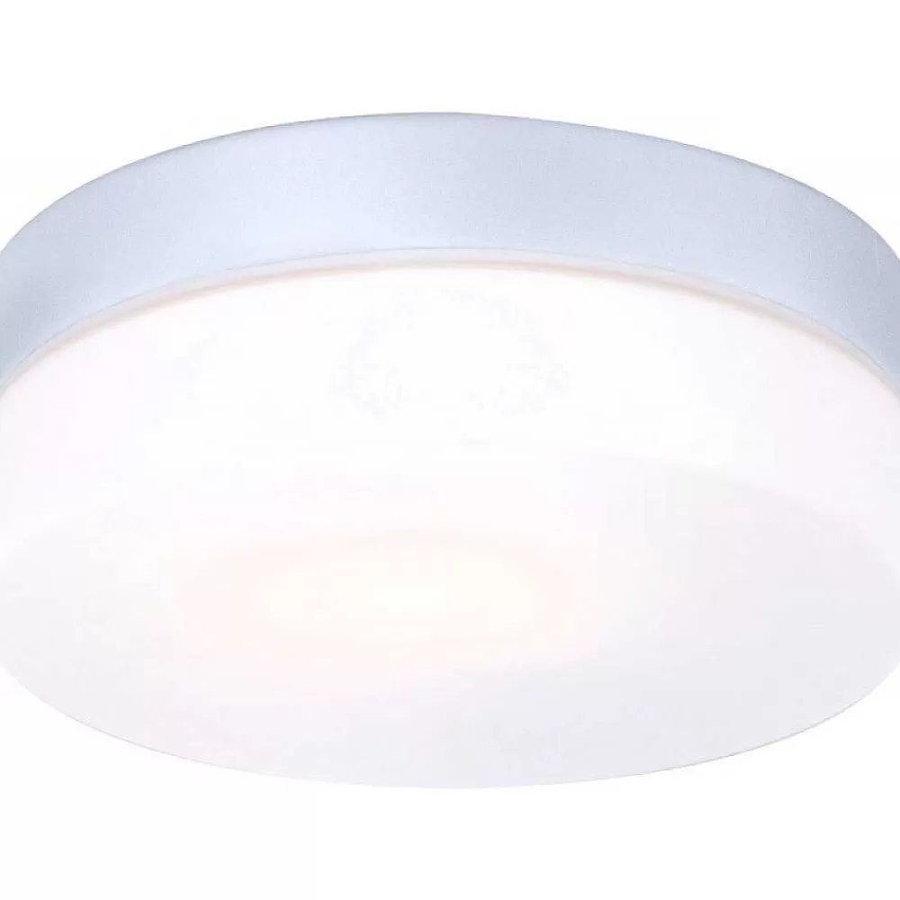 Luminaires Globo Lighting Plafonnier Globo Vranos Acier Inoxydable, Argente, Blanc, 1 Lumiere