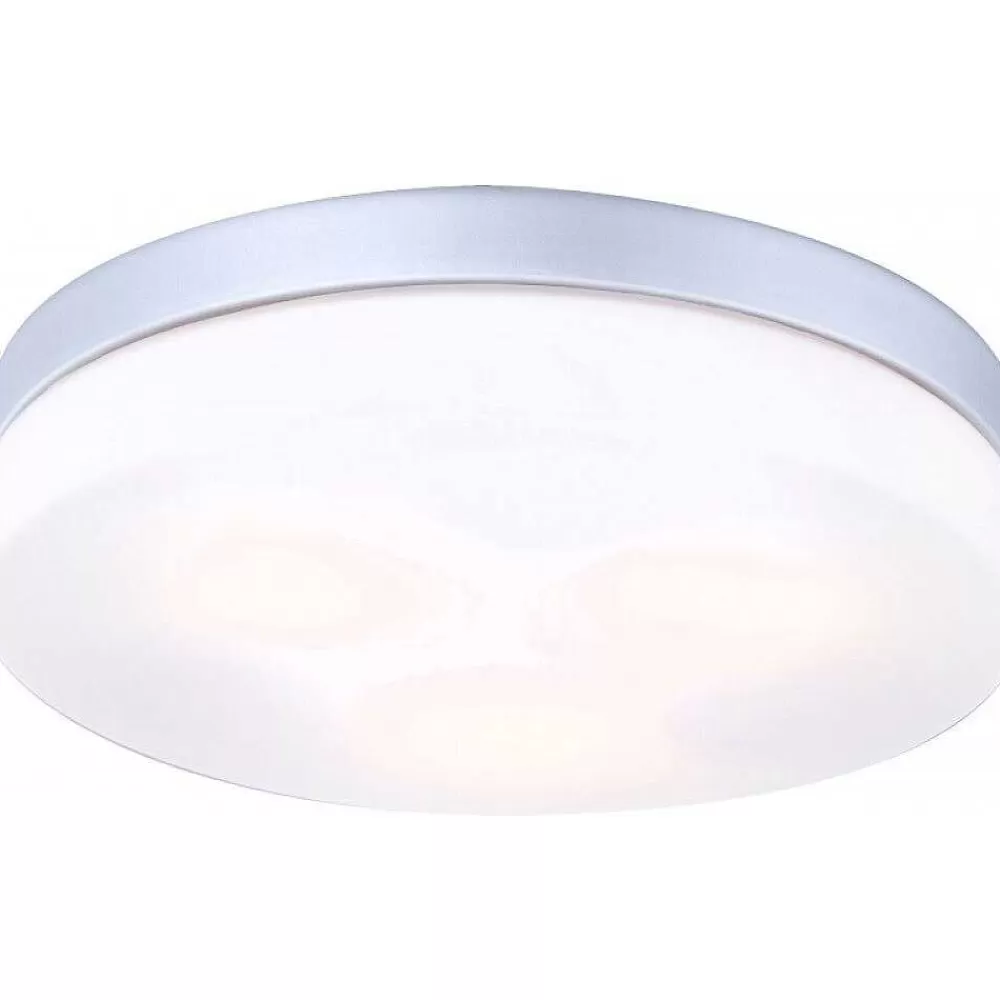 Luminaires Globo Lighting Plafonnier Globo Vranos Acier Inoxydable, Argente, Blanc, 3 Lumieres