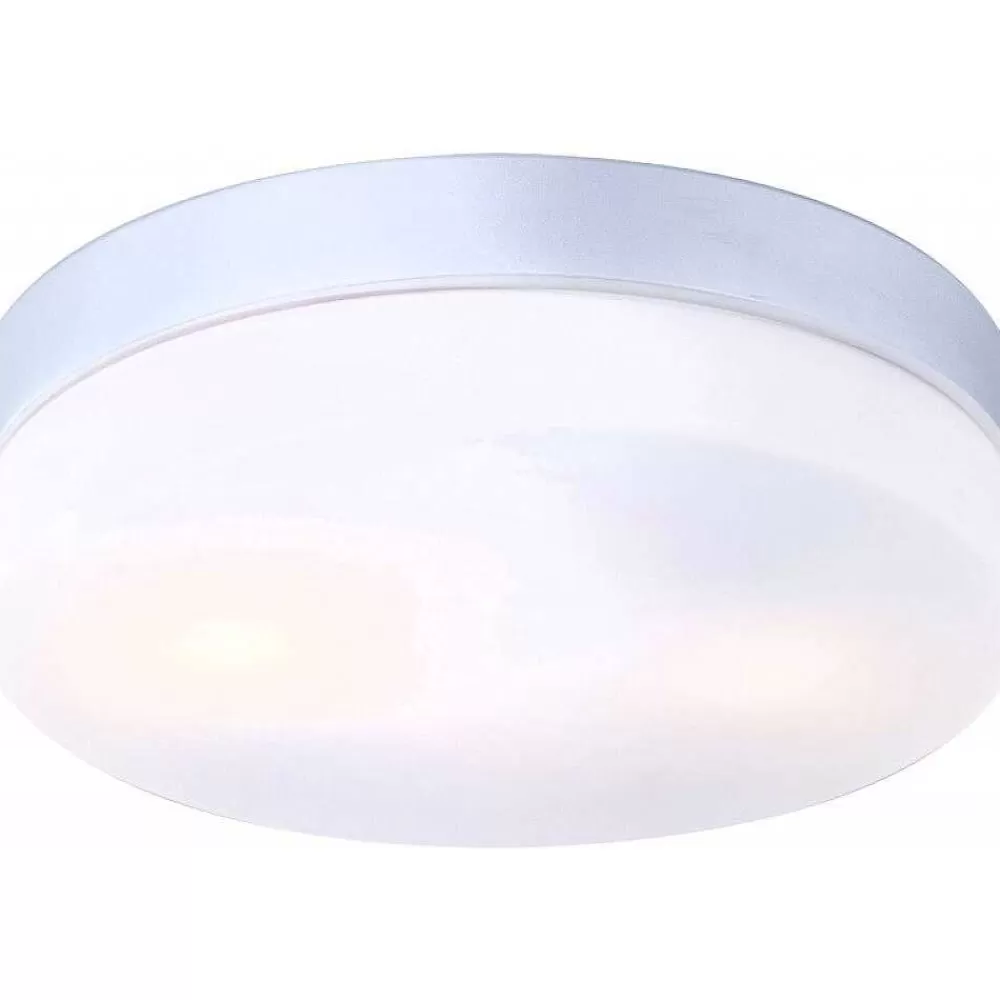 Luminaires Globo Lighting Plafonnier Globo Vranos Acier Inoxydable, Argente, Blanc, 2 Lumieres