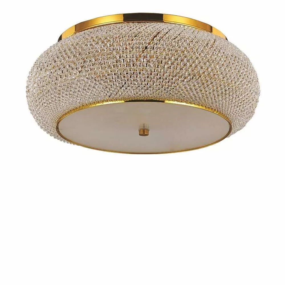 Luminaires Ideallux Plafonnier Ideal Lux Pasha Or, Aspect Cristal, 10 Lumieres