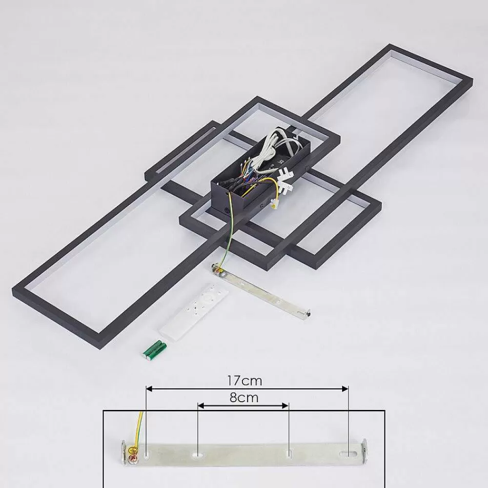 hofstein Plafonnier Momahaki Led Anthracite, 1 Lumiere, Telecommandes