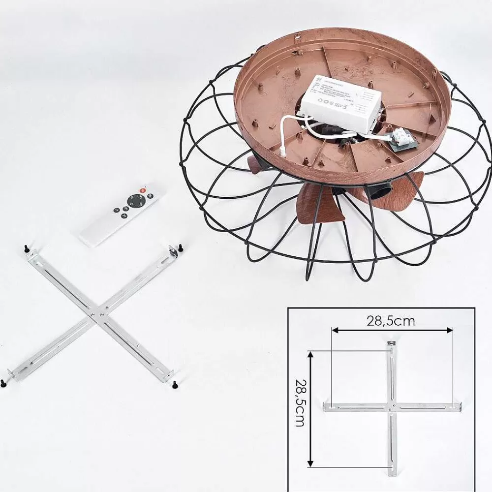 hofstein Plafonnier Wemude Brun, Noir, 4 Lumieres, Telecommandes