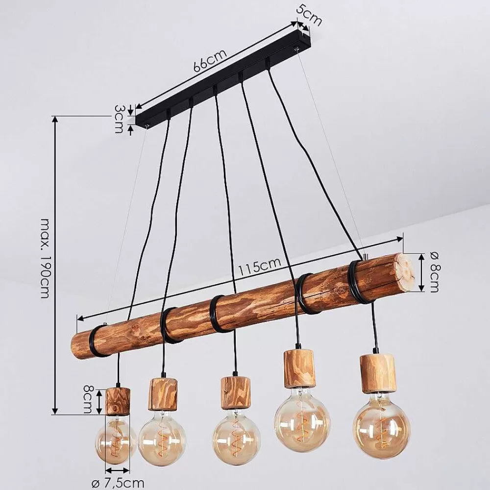 hofstein Suspension Canedo Brun, Noir, 5 Lumieres