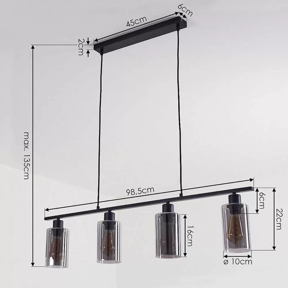 hofstein Suspension Hunouri Noir, 4 Lumieres