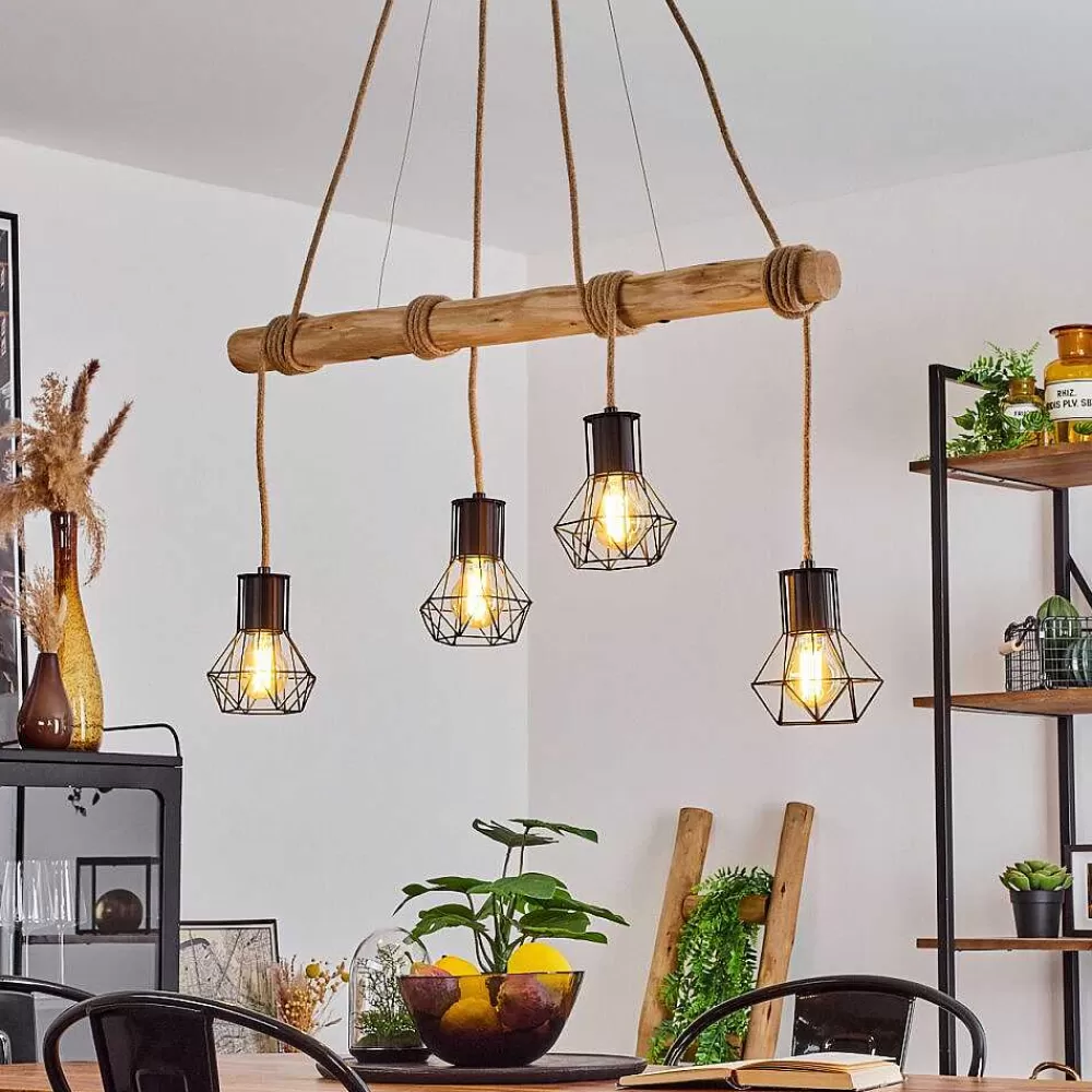 hofstein Suspension Mechaico Ecru, Noir, 4 Lumieres