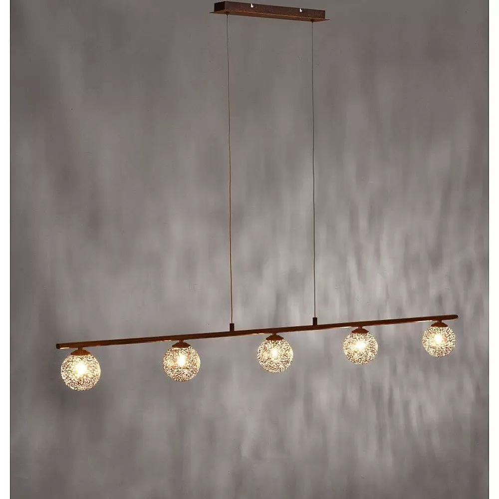 Luminaires Paul Neuhaus Suspension Paul Neuhaus Greta Rouille, 5 Lumieres