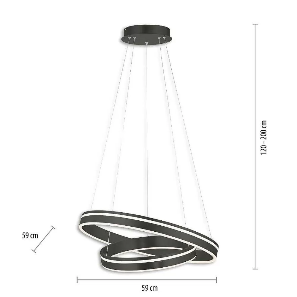 Paul Neuhaus Q-Serie Suspension Paul Neuhaus Q-Vito Led Anthracite, 1 Lumiere, Telecommandes