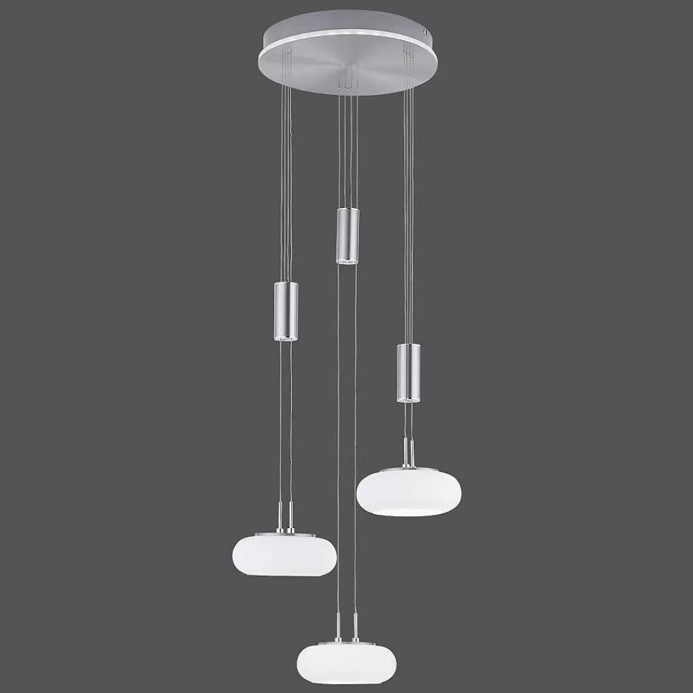 Paul Neuhaus Q-Serie Suspension Paul-Neuhaus Q-Etienne Led Acier Brosse, 4 Lumieres, Telecommandes