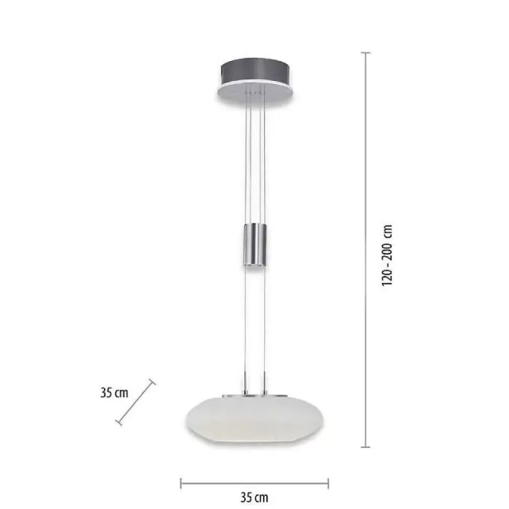 Paul Neuhaus Q-Serie Suspension Paul-Neuhaus Q-Etienne Led Acier Brosse, 2 Lumieres, Telecommandes