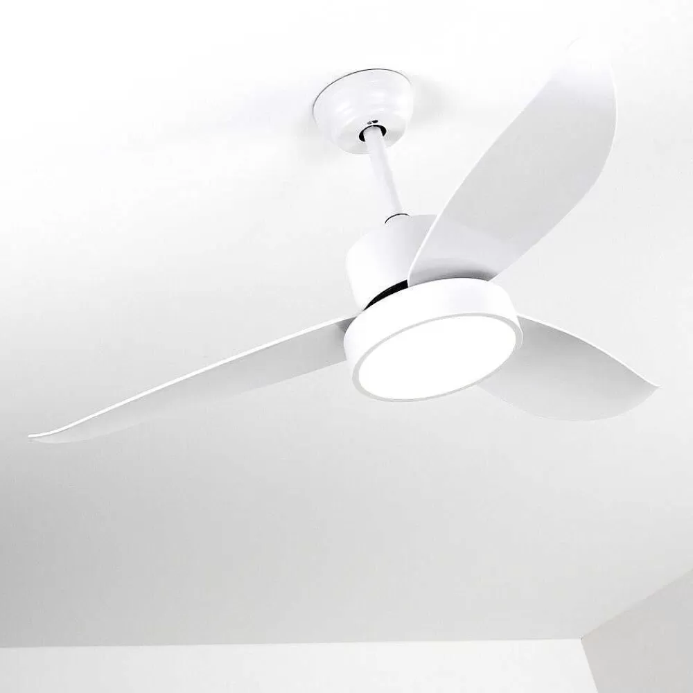 hofstein Ventilateur De Plafond Doha Led Blanc, 1 Lumiere, Telecommandes