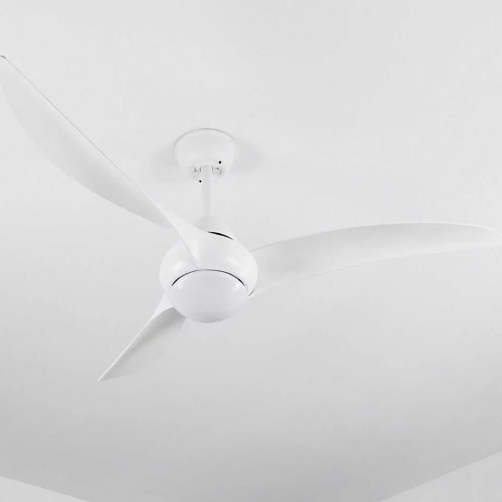 hofstein Ventilateur De Plafond Malloa Led Blanc, 1 Lumiere, Telecommandes