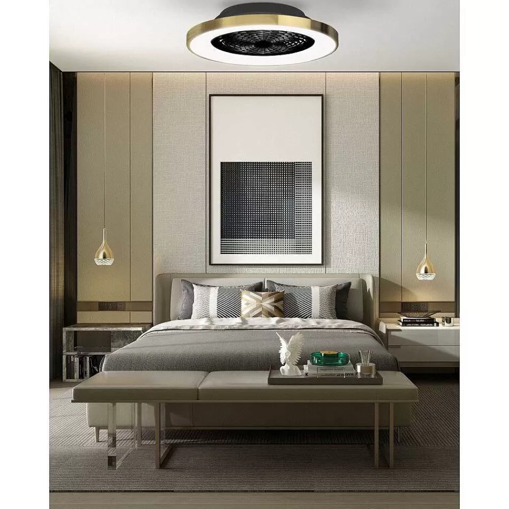 Luminaires Mantra Ventilateur De Plafond Mantra Tibet Led Blanc, 1 Lumiere, Telecommandes