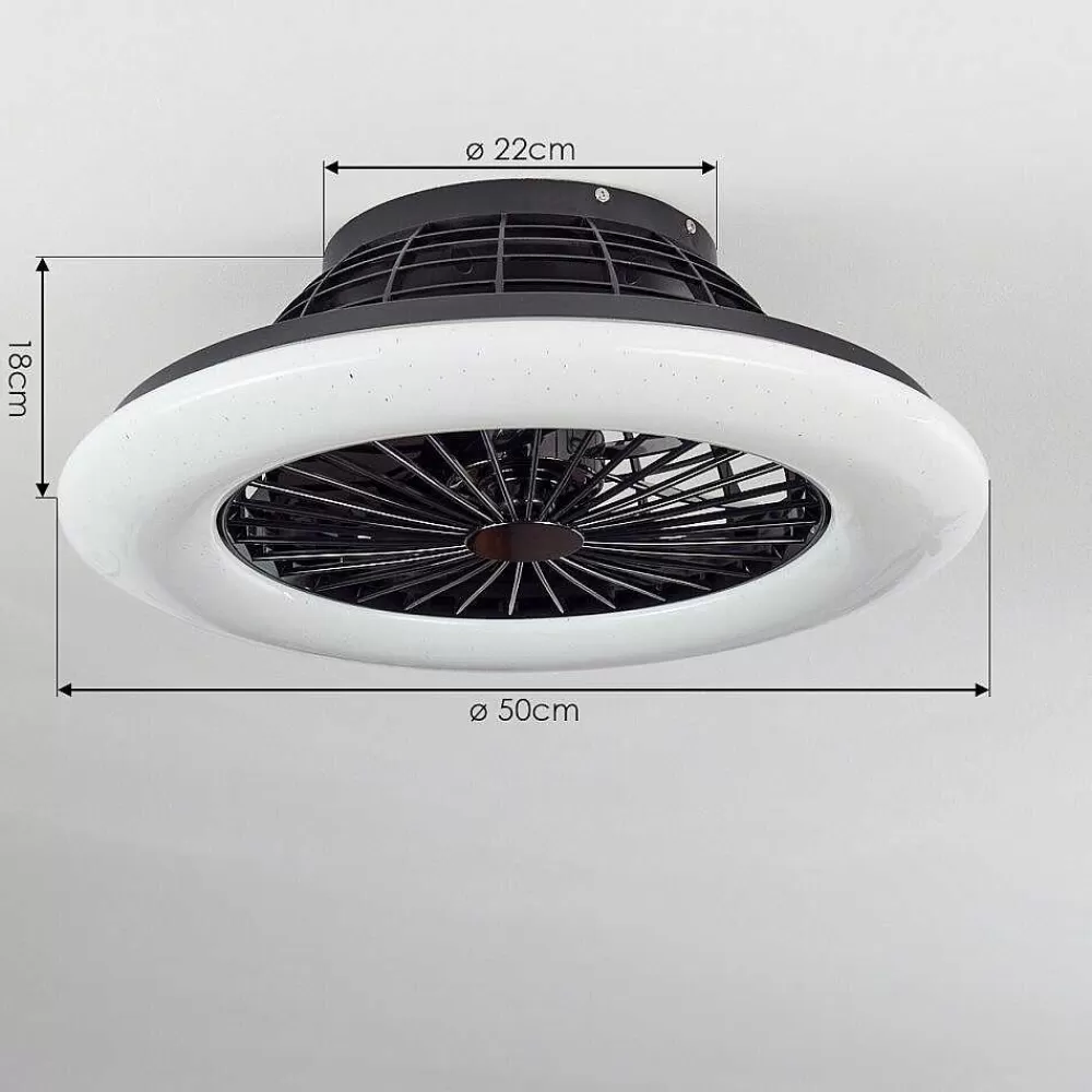 hofstein Ventilateur De Plafond Piraeus Led Noir, 1 Lumiere, Telecommandes