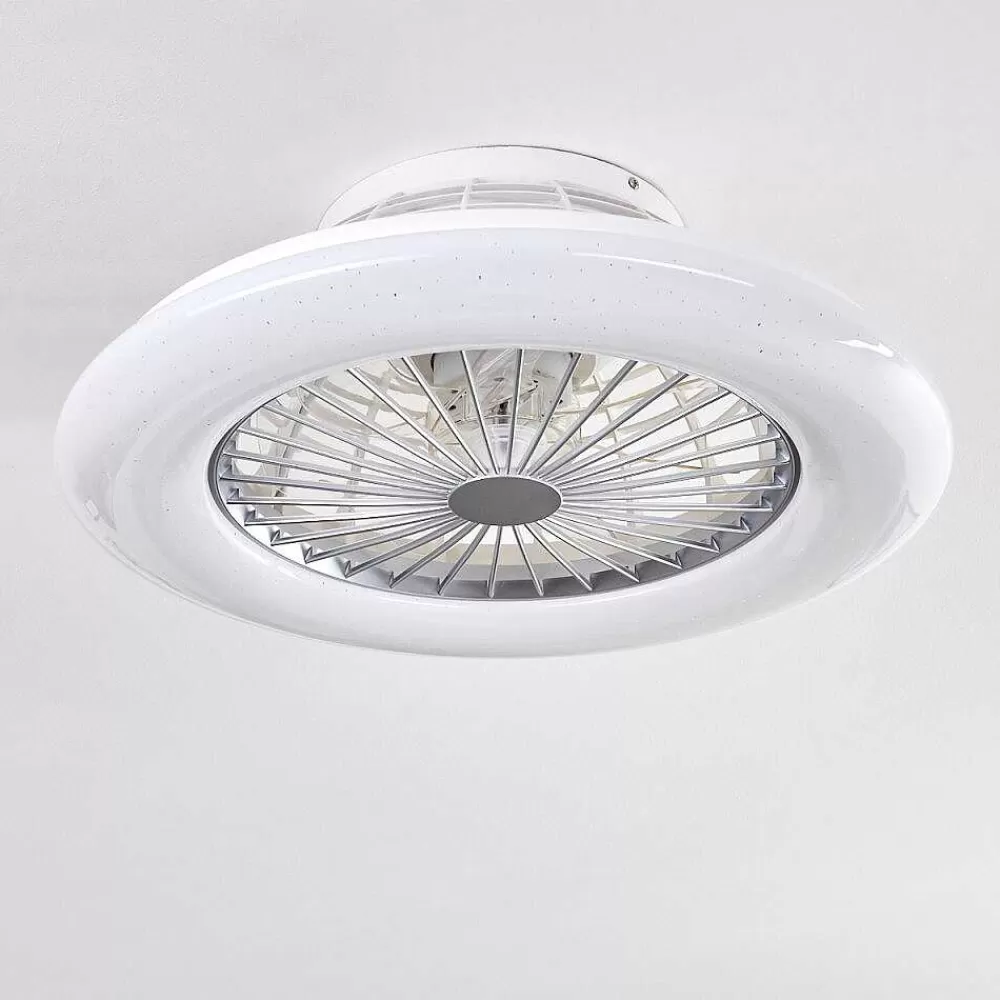 hofstein Ventilateur De Plafond Piraeus Led Titane, Blanc, 1 Lumiere, Telecommandes