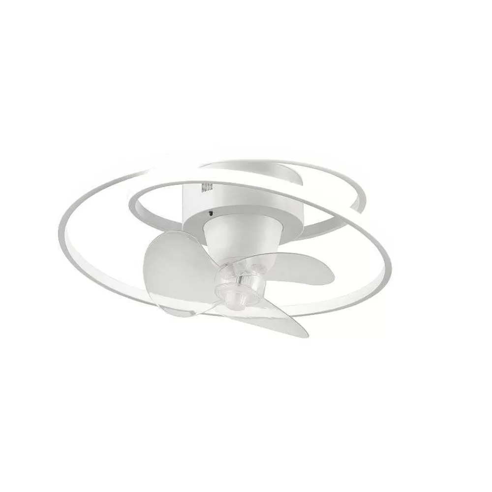 Luminaires Reality Ventilateur De Plafond Reality Umea Led Blanc, 1 Lumiere, Telecommandes